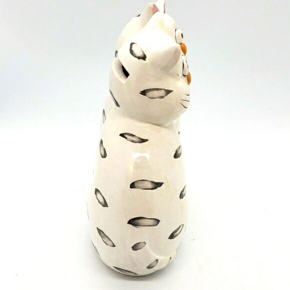 Glazed Ceramic Vintage Cheek-to-Cheek Pottery Cat Coin Bank AS IS - Picture 2 of 7